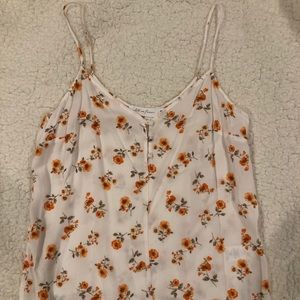 All in Favor White and Orange Floral Tank top
